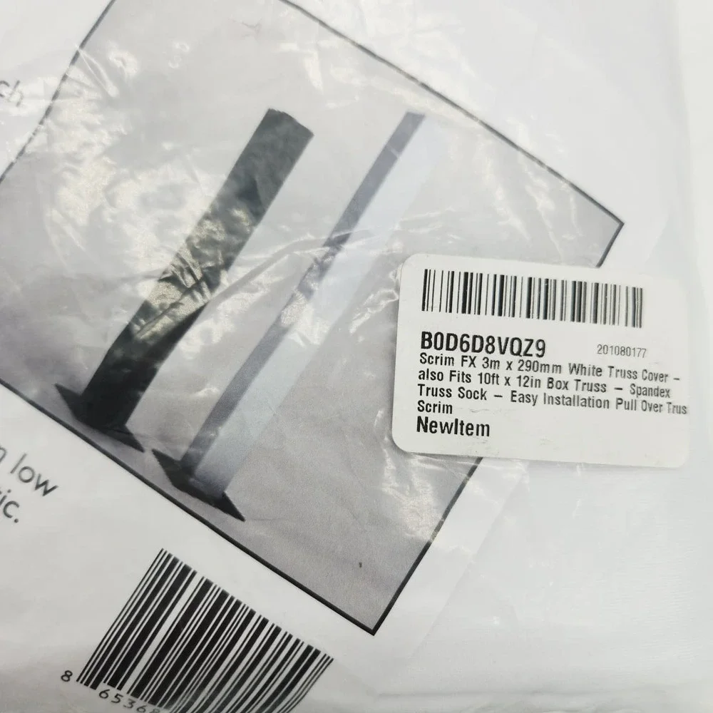 Scrim FX White Spandex Truss Cover 3m x 290mm Fits 10ft x 12in Box Truss Sock